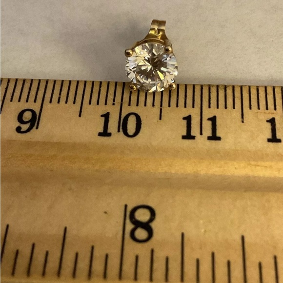 Vintage 14k Yellow Gold CZ SINGLE (ONE) Stud Earring 0.67g - Picture 3 of 9